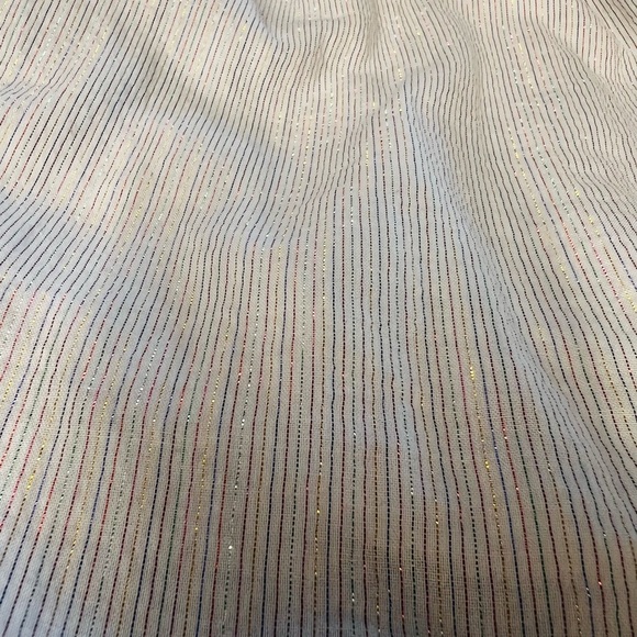 Molo girls cute white top with metallic pinstripe and ruffle collar size 7/8 - Picture 7 of 10